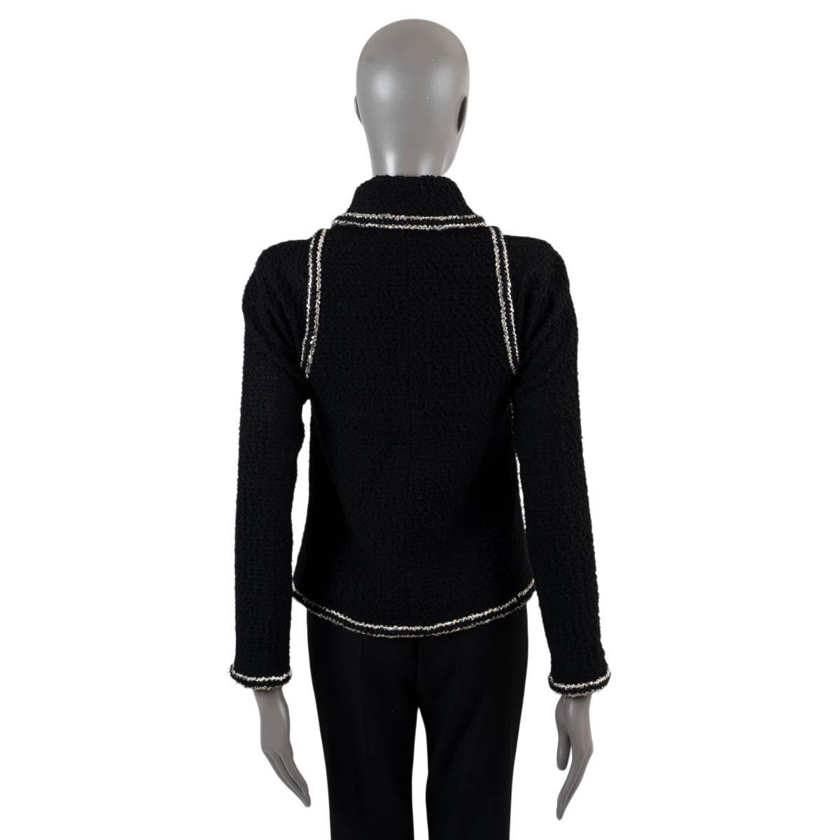 Women's CHANEL black wool 2017 17K TWEEDED GAUZE Jacket 36 XS For Sale