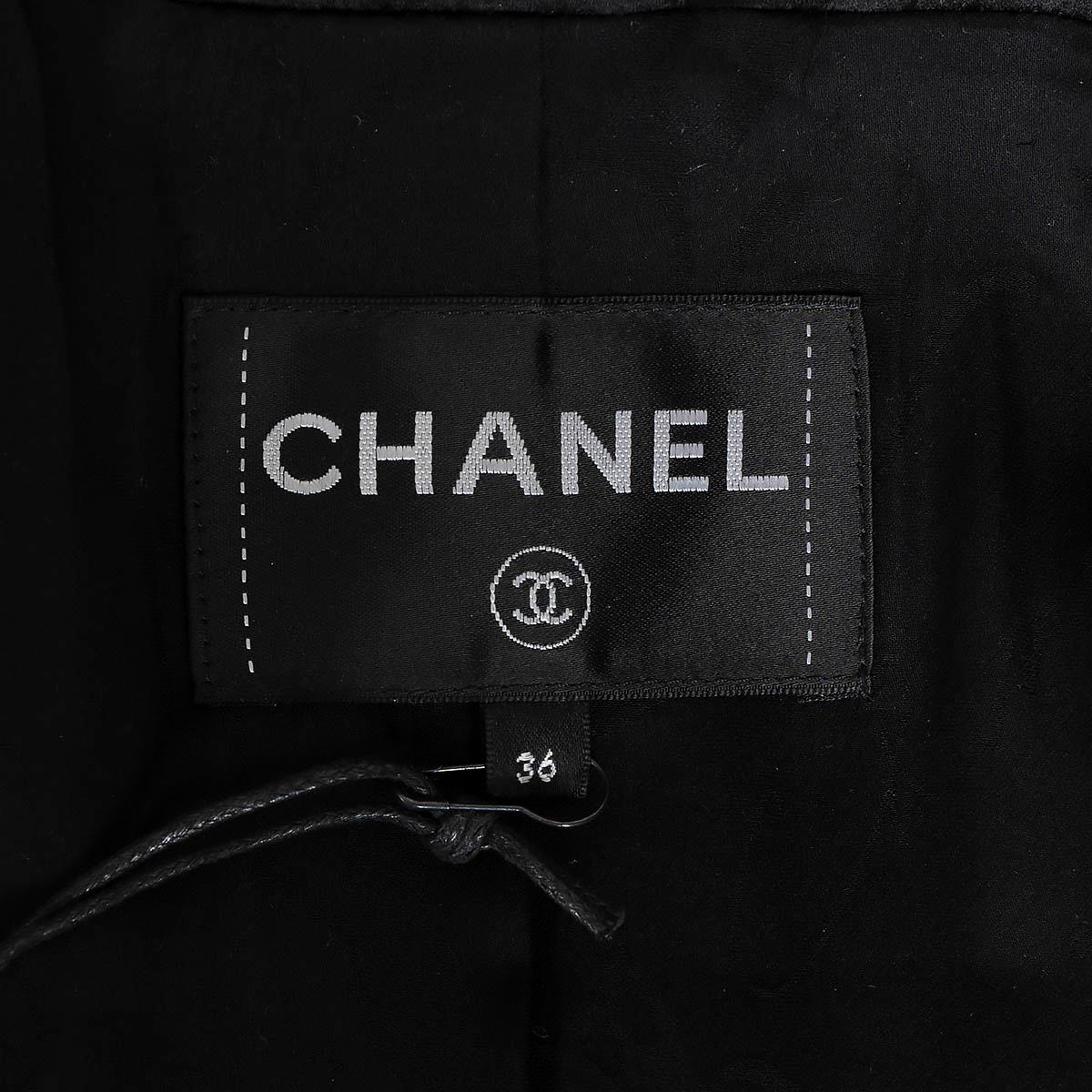 CHANEL black wool 2017 17K TWEEDED GAUZE Jacket 36 XS For Sale 5