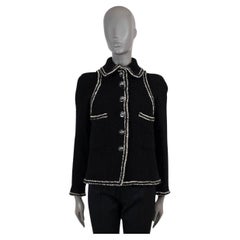 CHANEL black wool 2017 17K TWEEDED GAUZE Jacket 36 XS