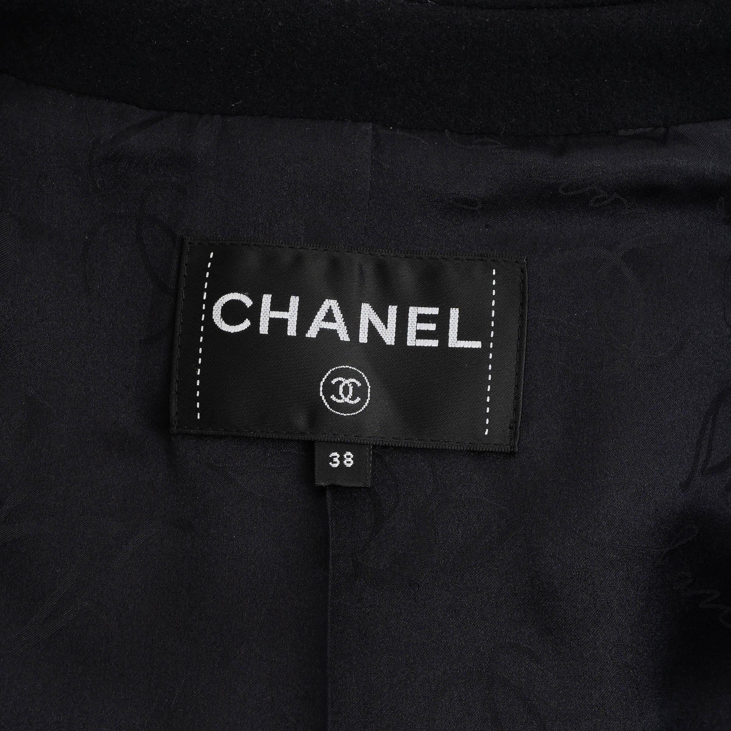 CHANEL negro lana 2017 Chaqueta Peacoat doble botonadura 38 S en venta 2