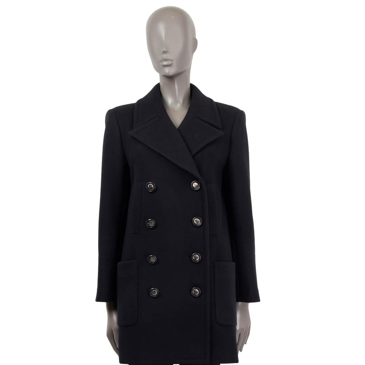 Black CHANEL black wool 2017 Peacoat Jacket 36 XS For Sale