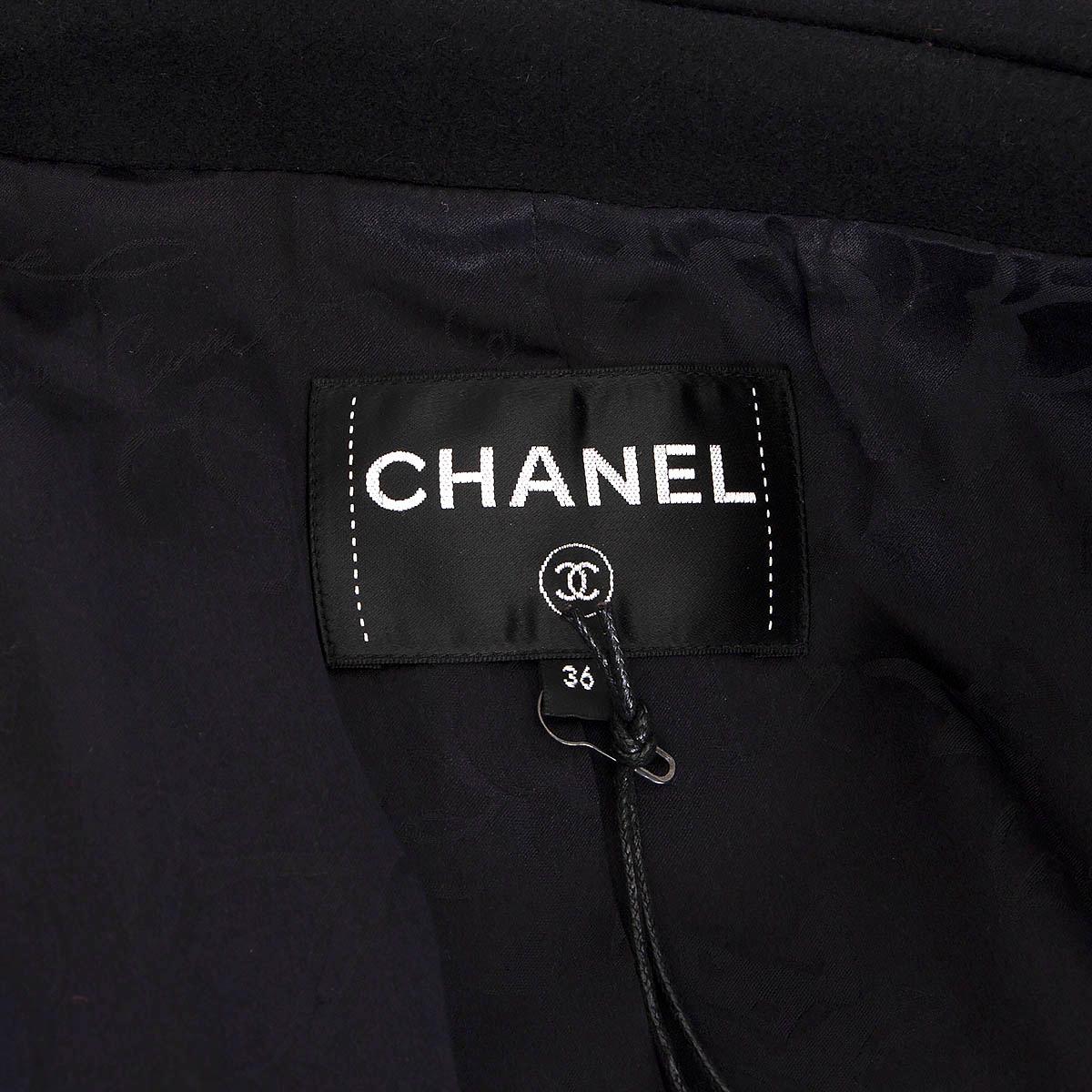 CHANEL black wool 2017 Peacoat Jacket 36 XS For Sale 3