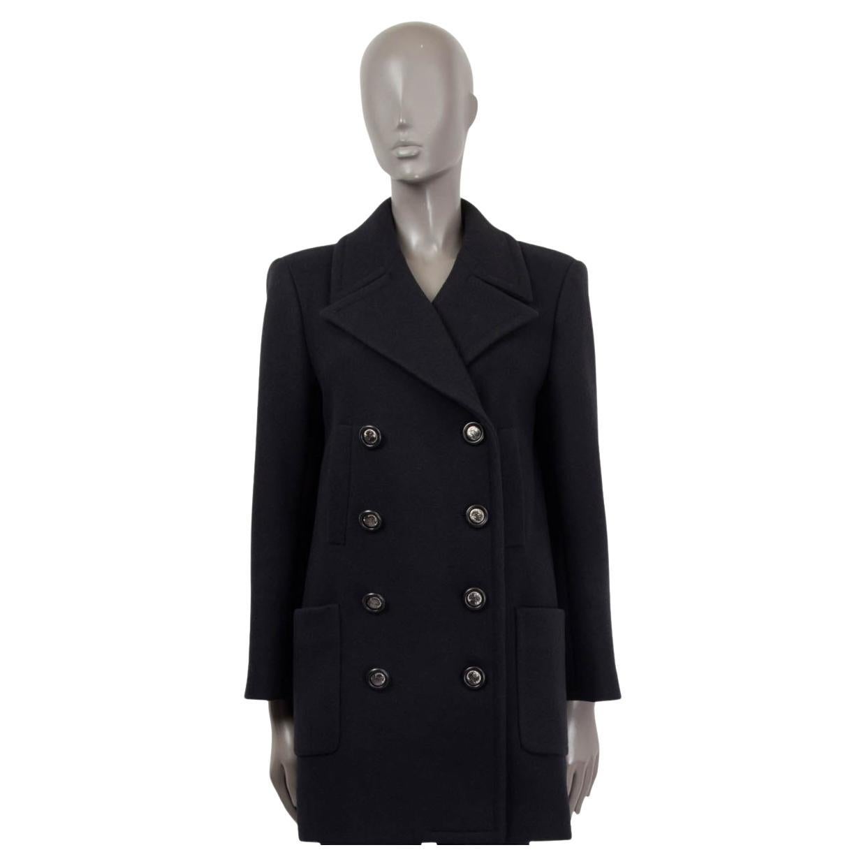 CHANEL black wool 2017 Peacoat Jacket 36 XS For Sale