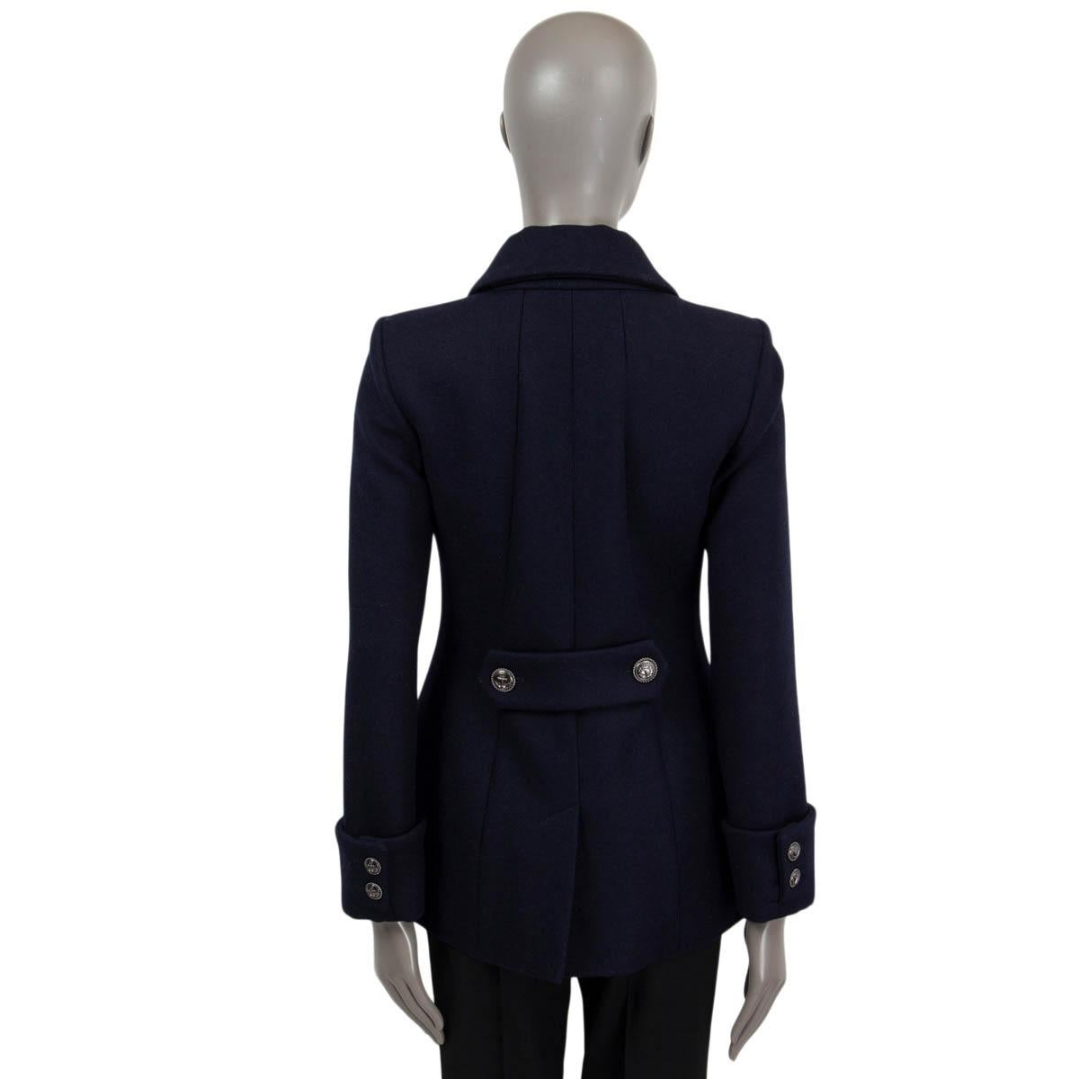 CHANEL navy blue wool 2018 18A HAMBURG Peacoat Coat Jacket 36 XS For Sale 1
