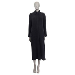 CHANEL black wool 2018 RIB KNIT MAXI Coat Jacket 36 XS