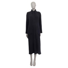 CHANEL black wool 2018 RIB KNIT MAXI Coat Jacket 36 XS