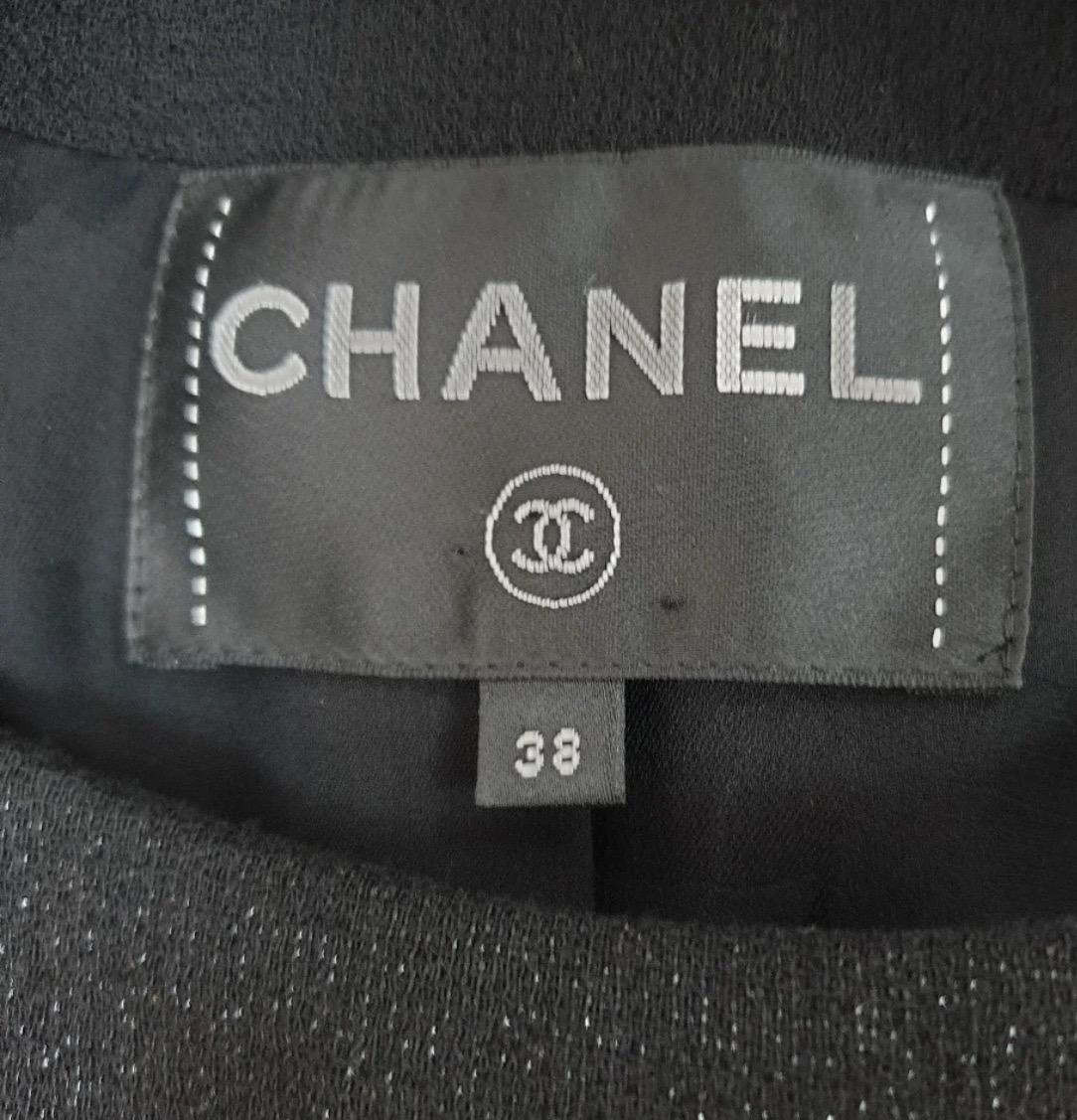 Donna CHANEL Giacca doppiopetto in lana nera 2019 in tweed Sz.38 in vendita