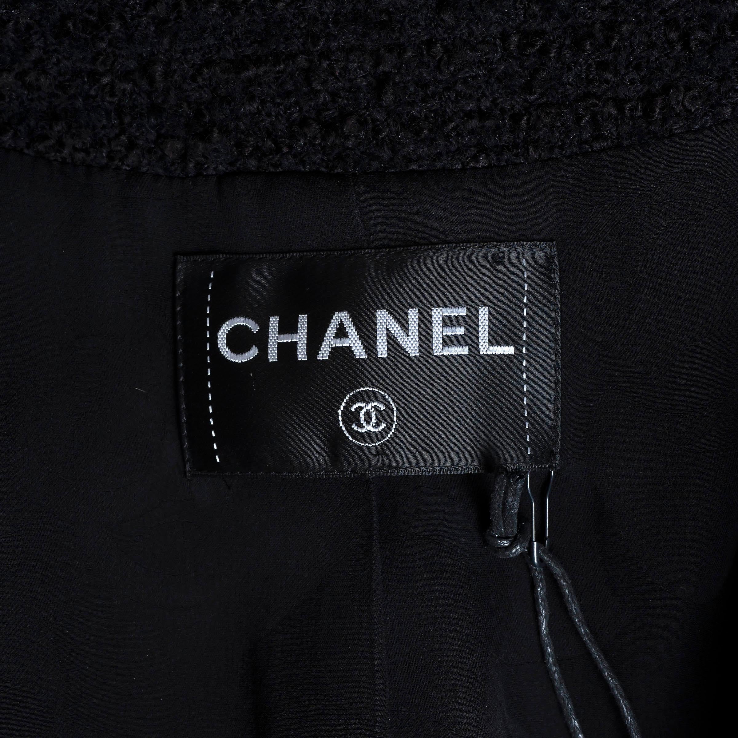 CHANEL black wool 2020 20K SCALLOPED TWEED Jacket 38 S 2