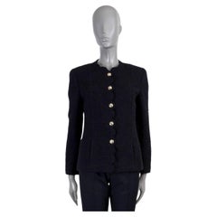 CHANEL black wool 2020 20K SCALLOPED TWEED Jacket 38 S