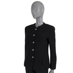 CHANEL black wool 2020 20K SCALLOPED TWEED Jacket 40 M