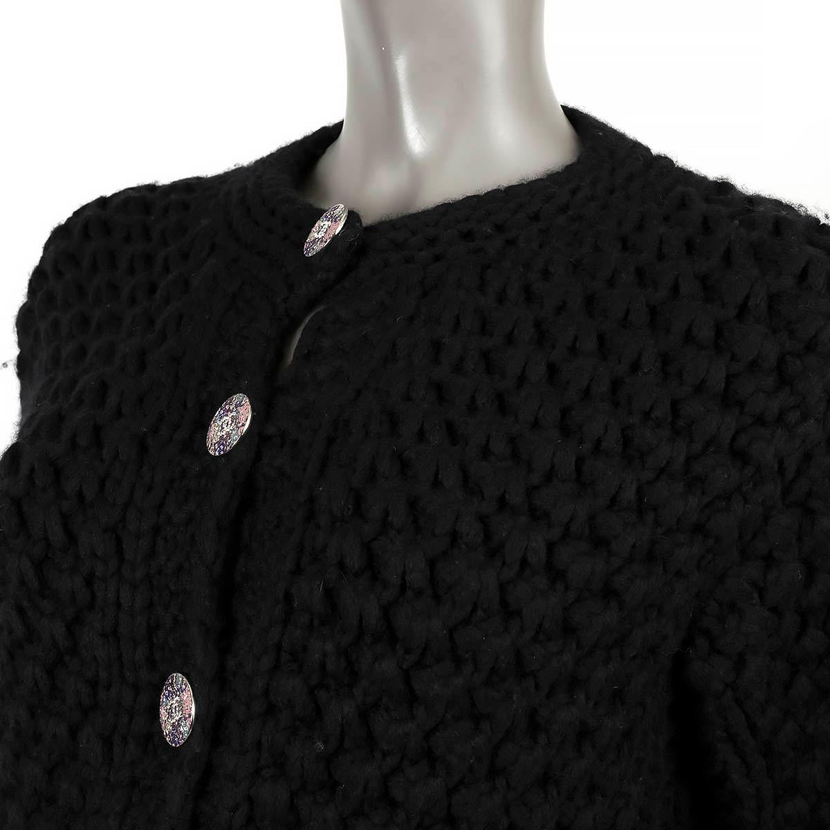 CHANEL black wool 2022 22A FLORENCE PEARL KNIT Jacket 34 XXS For Sale 1
