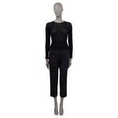 CHANEL black wool 2022 22B PEARL EMBELLISHED SEMI SHEER Shirt 36 XS