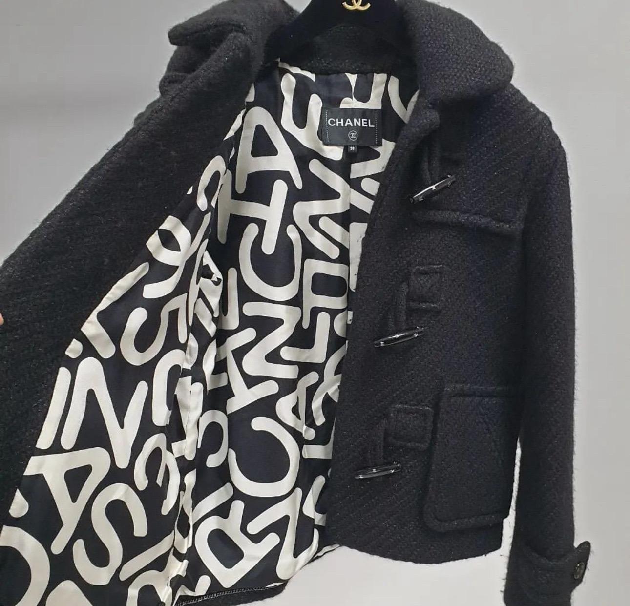 Chanel Black Wool 2023 Pea Coat For Sale 1