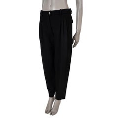 CHANEL black wool 22A FLORENCE PLEATED Pants 38 S