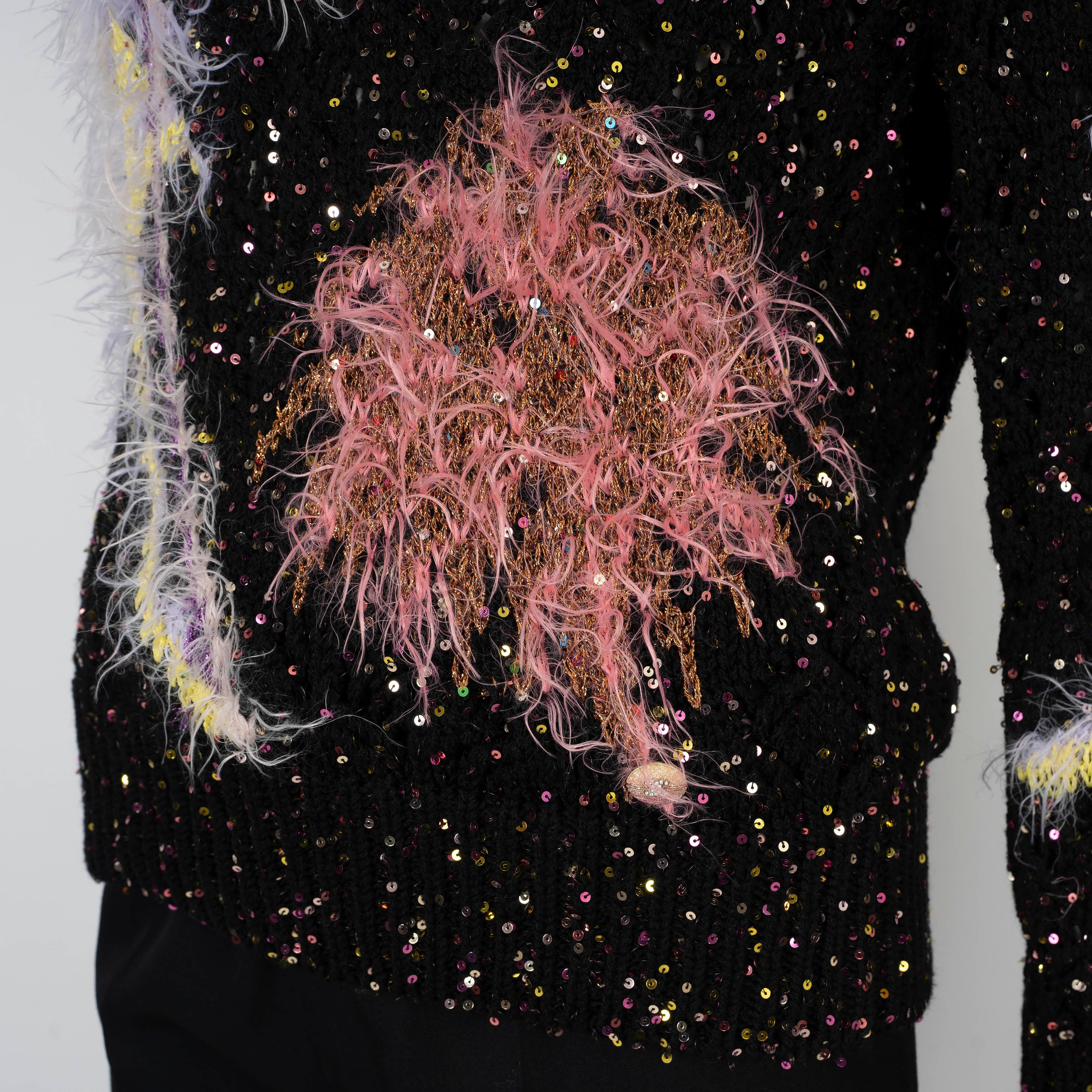 CHANEL 24C LOS ANGELES SEQUIN & FEATHER Sweater 34 XS/S en vente 2