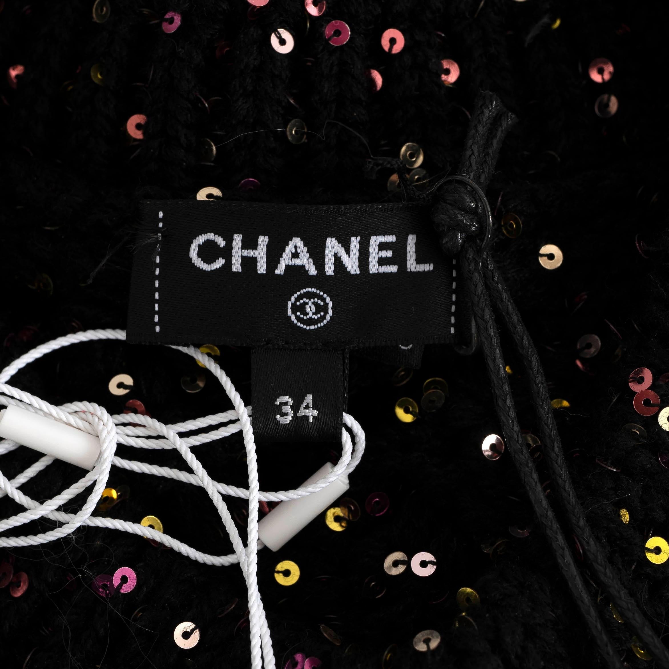 CHANEL 24C LOS ANGELES SEQUIN & FEATHER Sweater 34 XS/S en vente 4