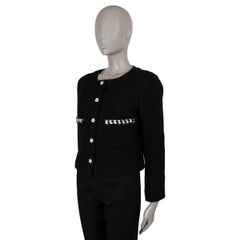 CHANEL schwarze Wolle 24P IRIDESCENT GAUZE TWEED Jacke 40 M