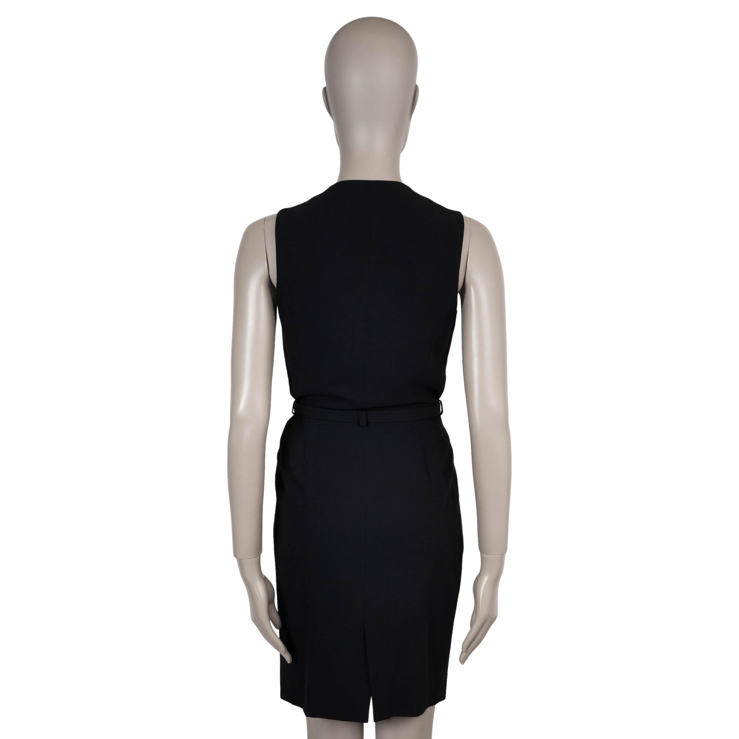 Noir CHANEL laine noire 96P LITTLE BLACK BELTED Robe XS en vente