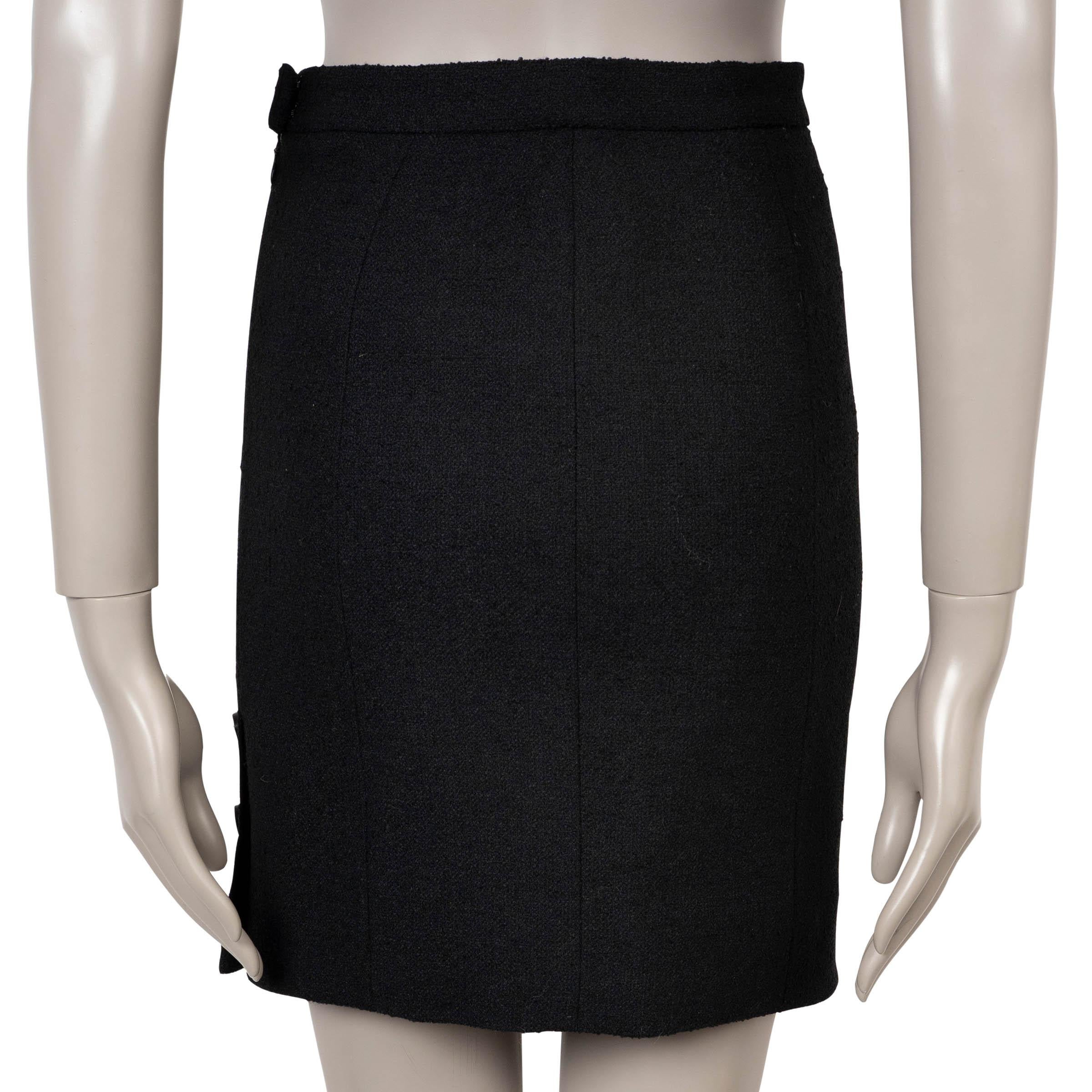 Noir CHANEL - Laine noire 96P TWEED MINI Jupe S en vente