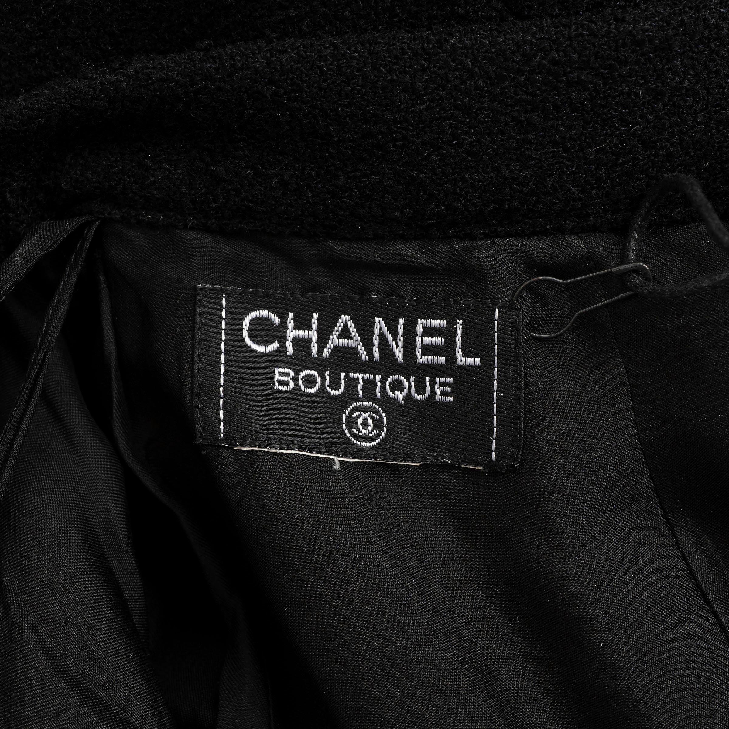 CHANEL - Laine noire 96P TWEED MINI Jupe S en vente 2