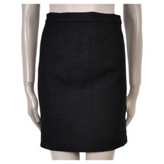 CHANEL black wool 96P TWEED MINI Skirt S
