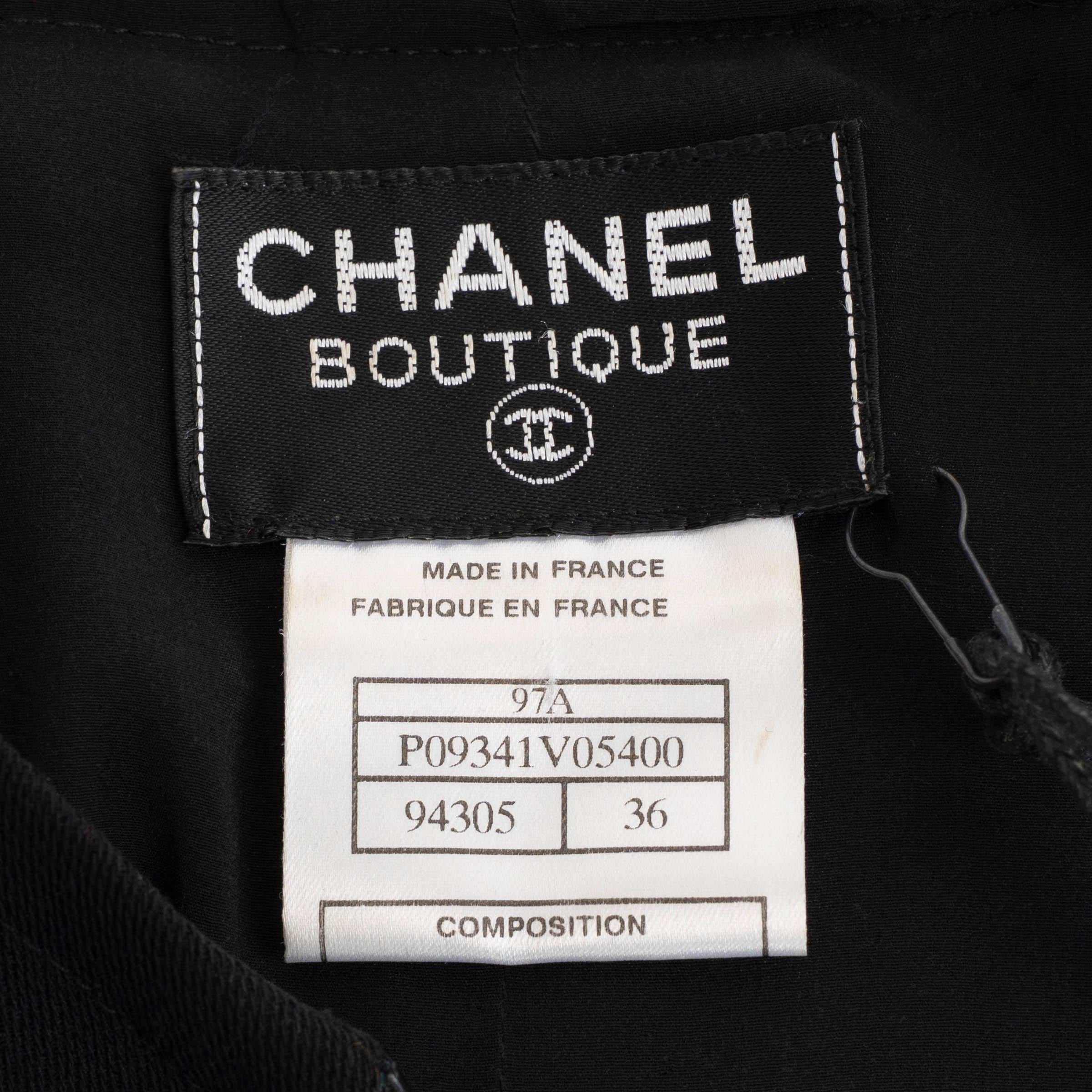 Chanel in lana nera 97A LITTLE BLACK Abito con zip frontale 36 XS in vendita 1