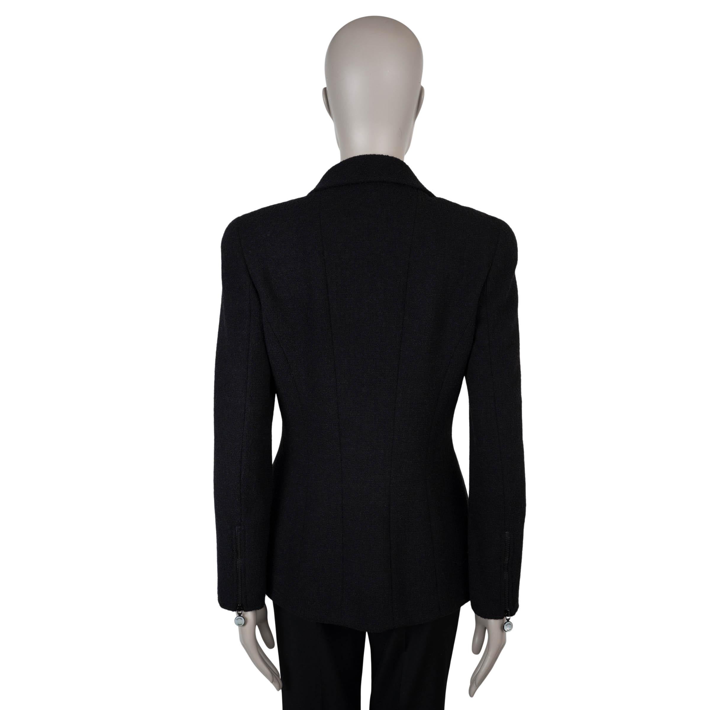 Nero Chanel giacca blazer in lana nera 97P a doppio petto 42 L. in vendita