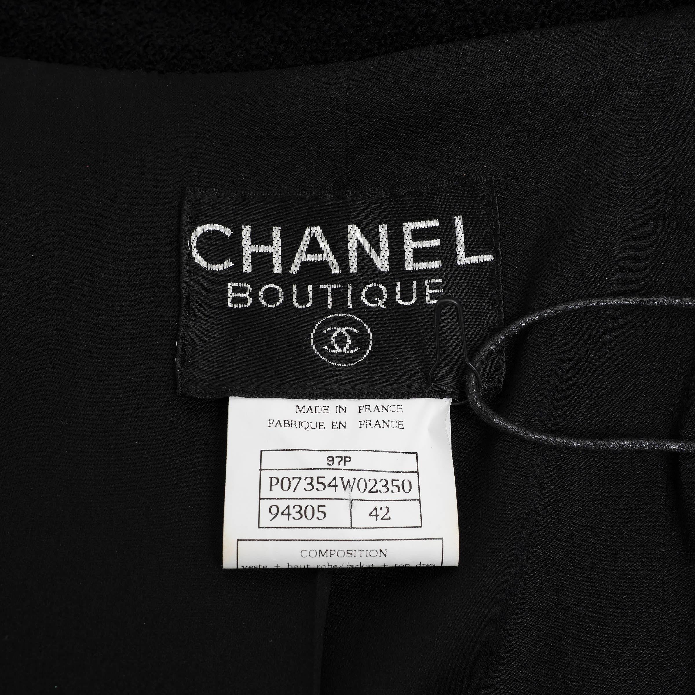 Chanel giacca blazer in lana nera 97P a doppio petto 42 L. in vendita 1