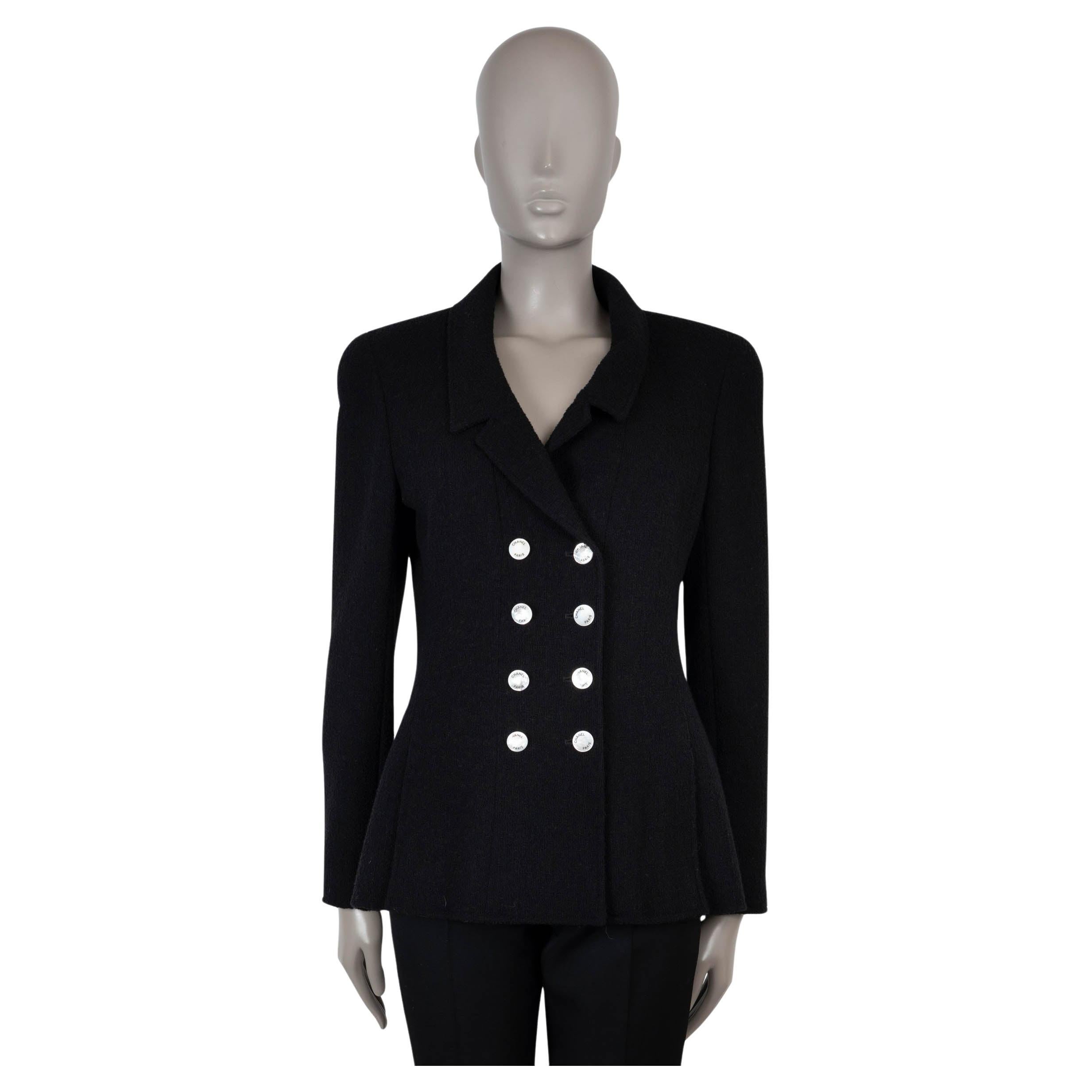 Chanel giacca blazer in lana nera 97P a doppio petto 42 L.