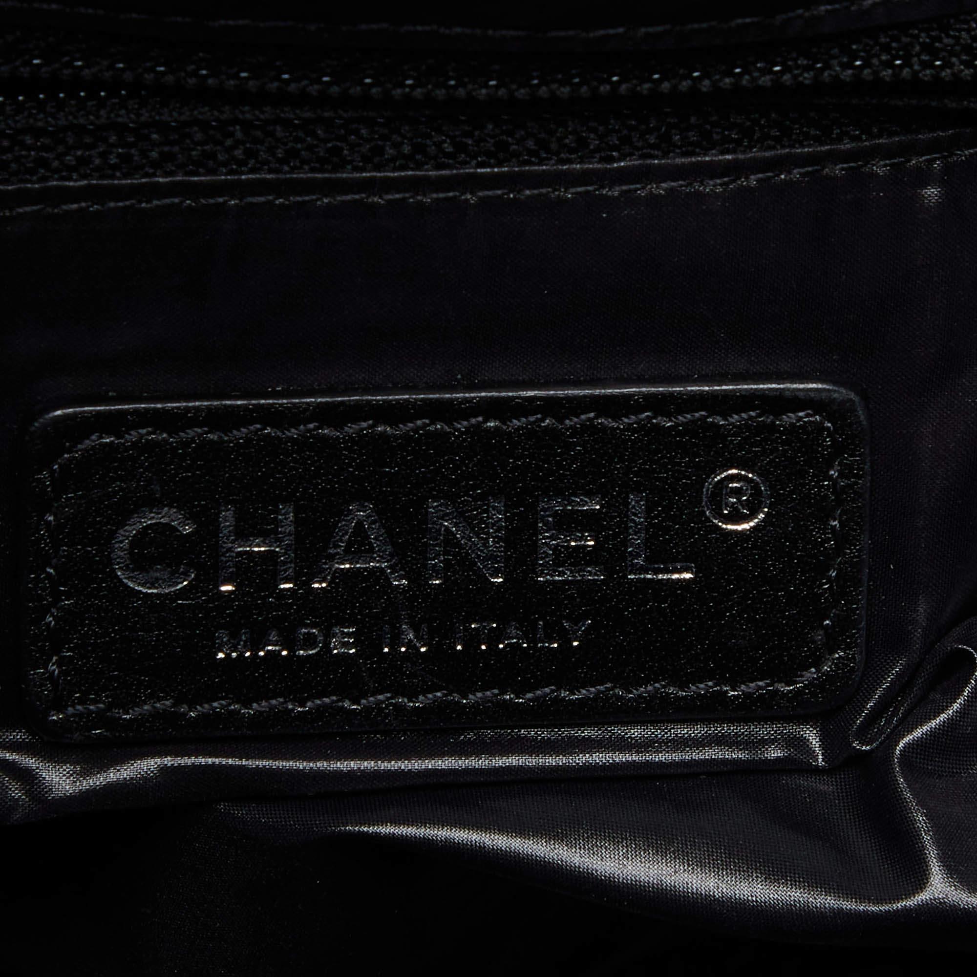 Chanel Black Wool and Leather Embroidered Paris Hamburg Drawstring Bag 5