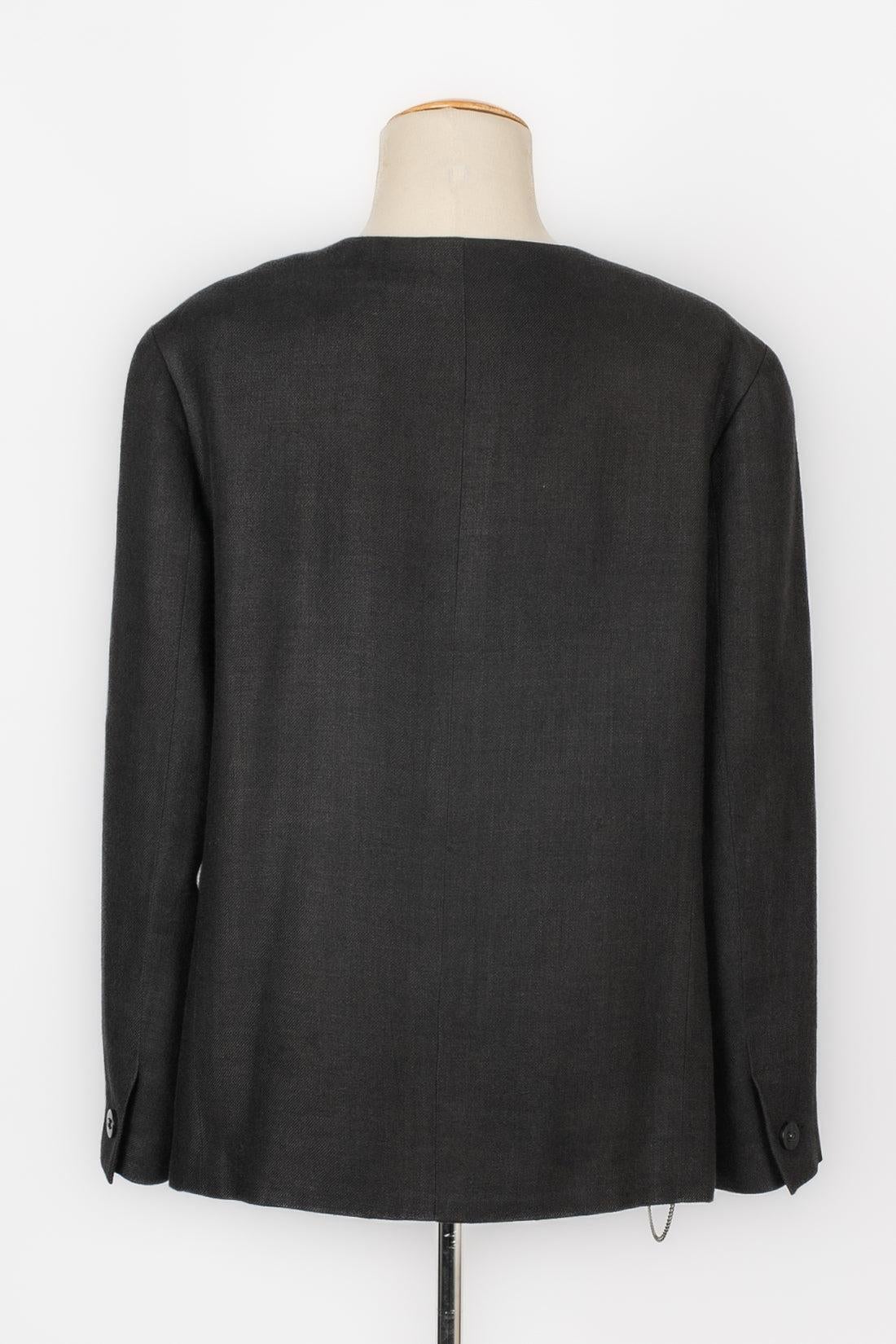 Chanel Black Wool and Linen Jacket, 1998 In Excellent Condition In SAINT-OUEN-SUR-SEINE, FR