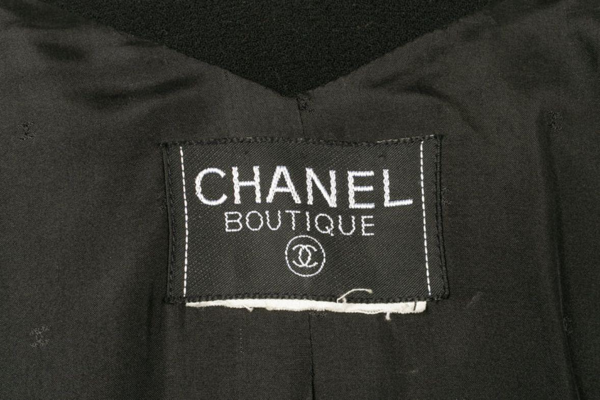 Chanel Black Wool and Satin Jacket For Sale 6
