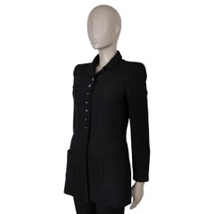 CHANEL black wool blend 96P FOUR POCKET Jacket S