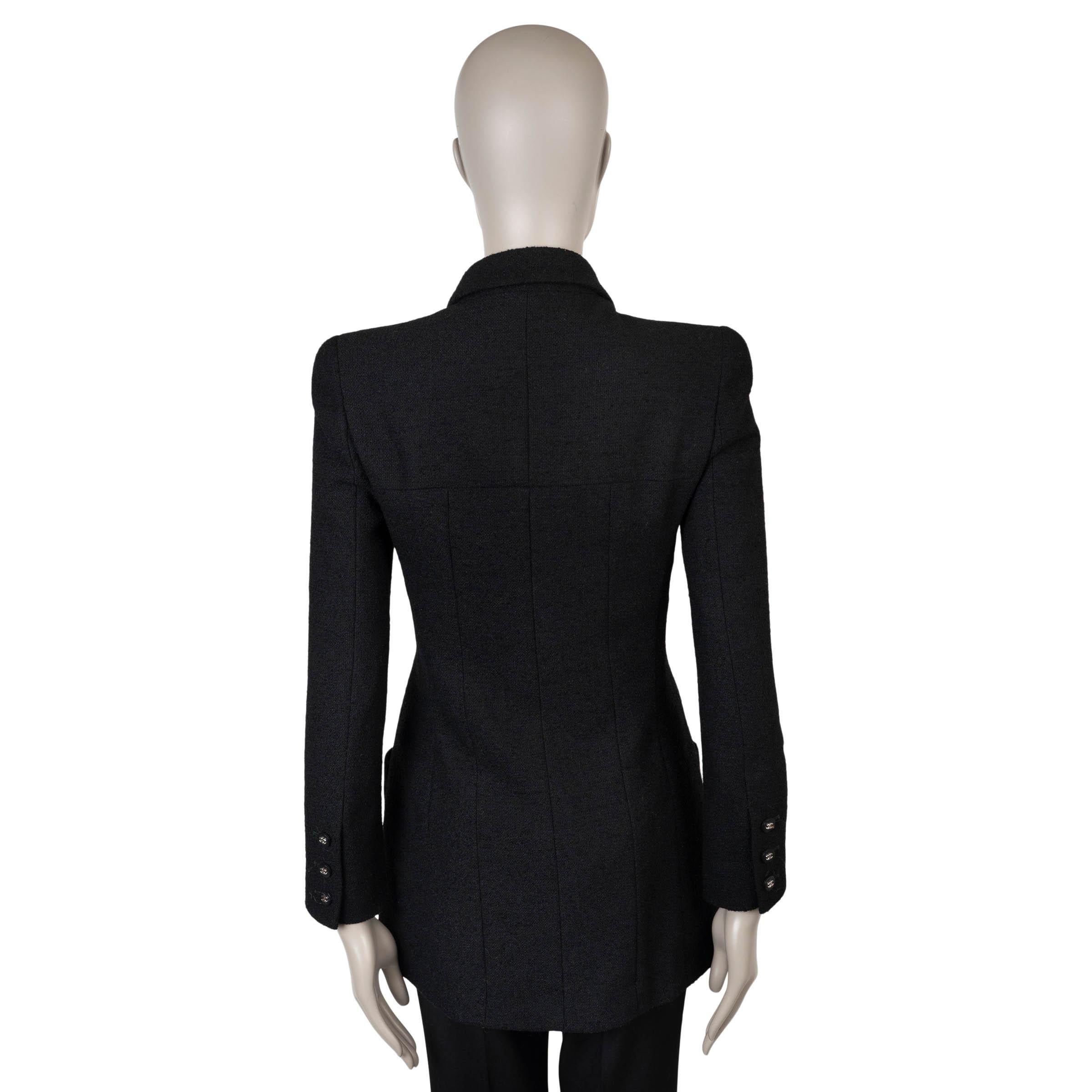 CHANEL negro mezcla de lana 96P FOUR POCKET Chaqueta S Negro en venta
