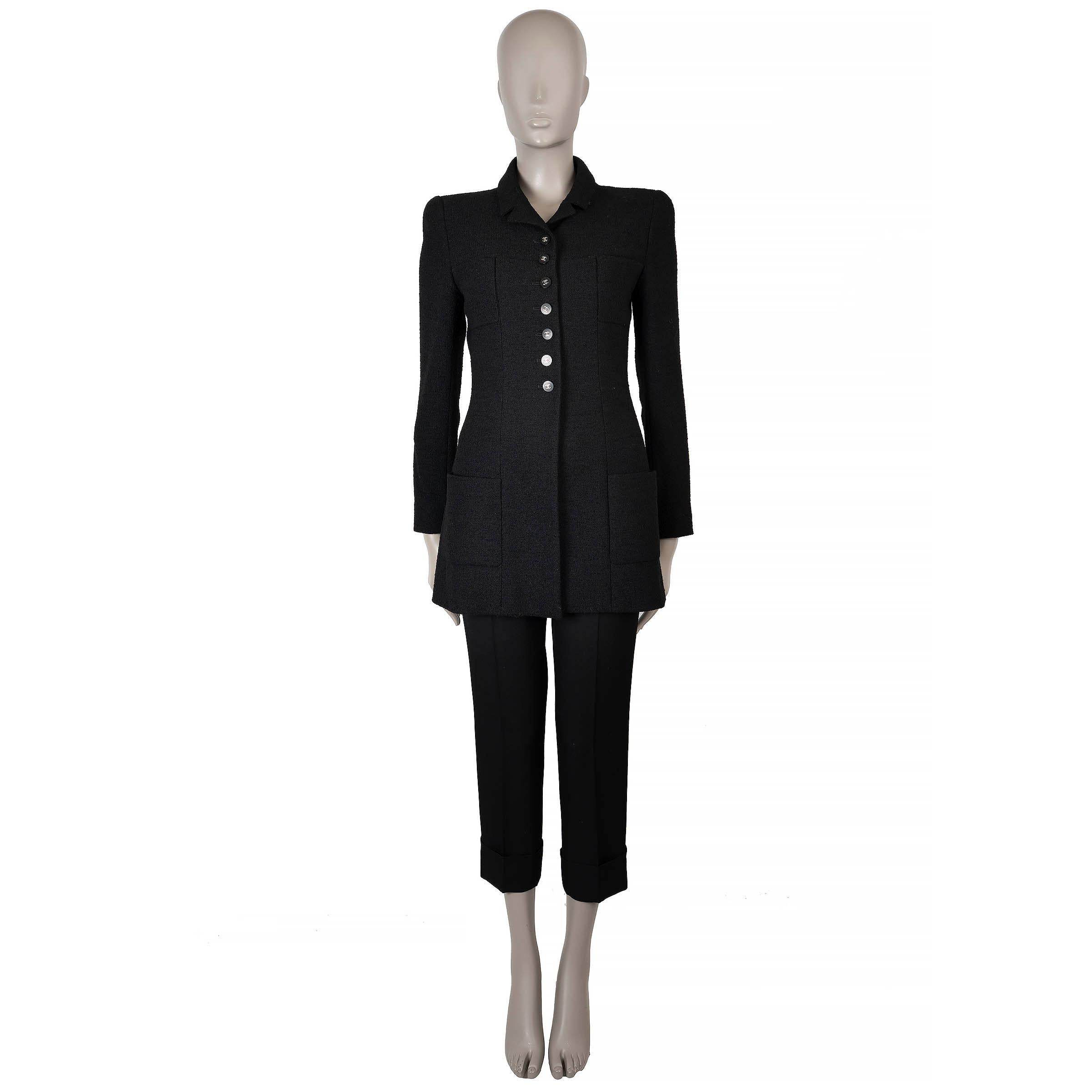 De las mujeres CHANEL negro mezcla de lana 96P FOUR POCKET Chaqueta S en venta