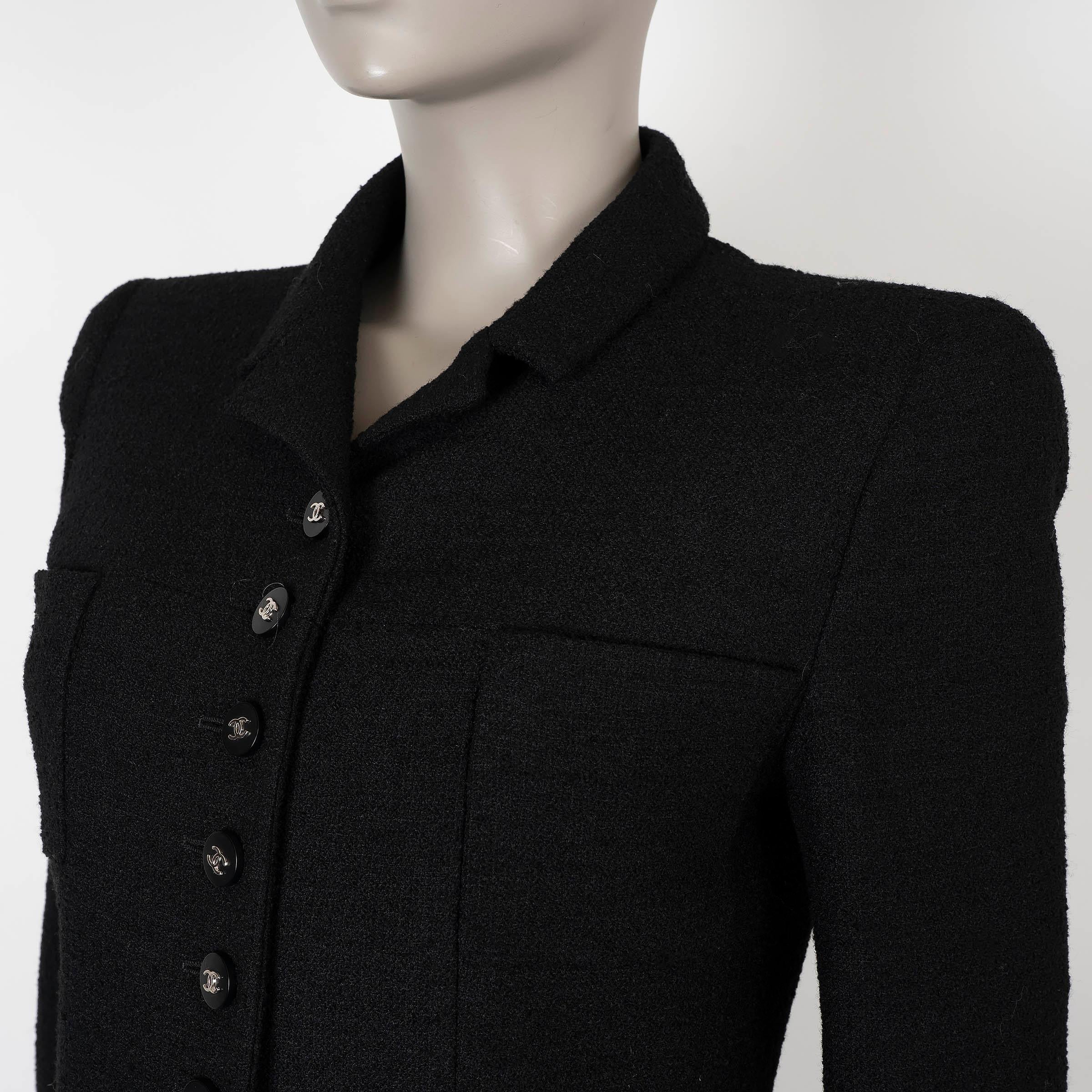CHANEL negro mezcla de lana 96P FOUR POCKET Chaqueta S en venta 1