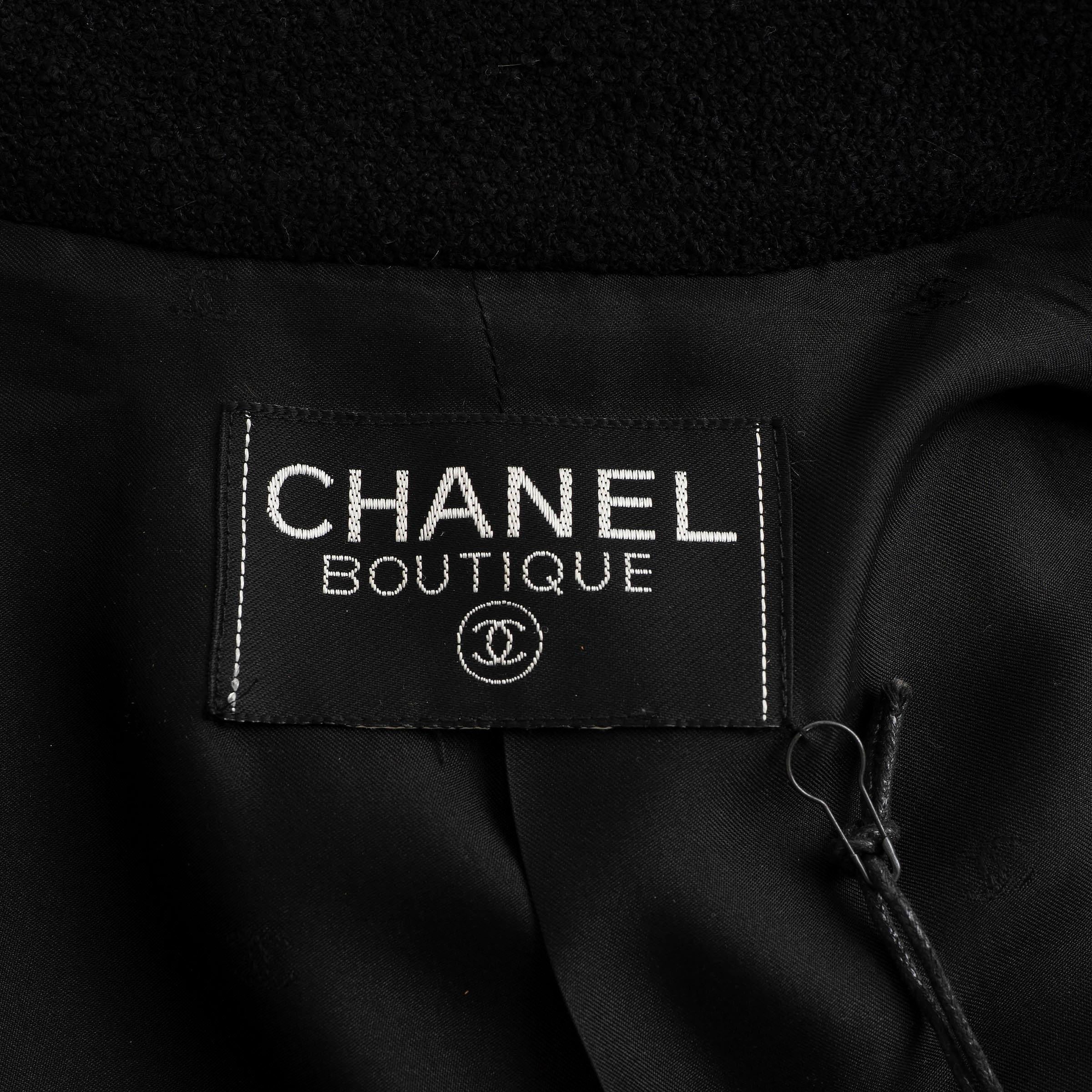CHANEL negro mezcla de lana 96P FOUR POCKET Chaqueta S en venta 2