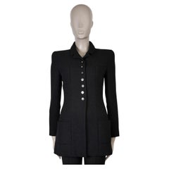 CHANEL negro mezcla de lana 96P FOUR POCKET Chaqueta S