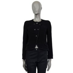 CHANEL black wool blend BRAIDED TRIM Blazer Jacket 38 S