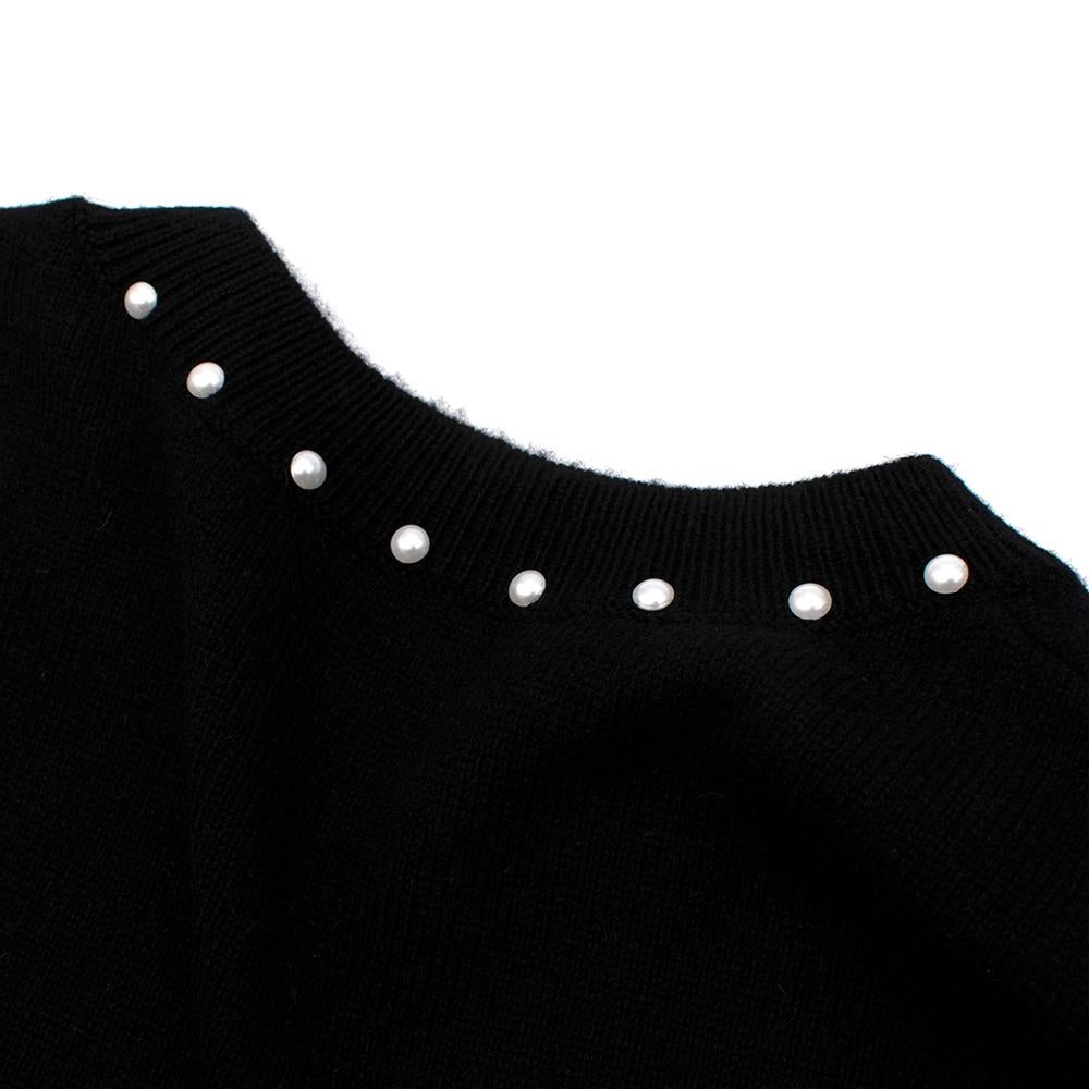 Chanel Faux Pearl Trim Black Wool Blend Knit Sleeveless Dress - Size US 8 In Good Condition In London, GB