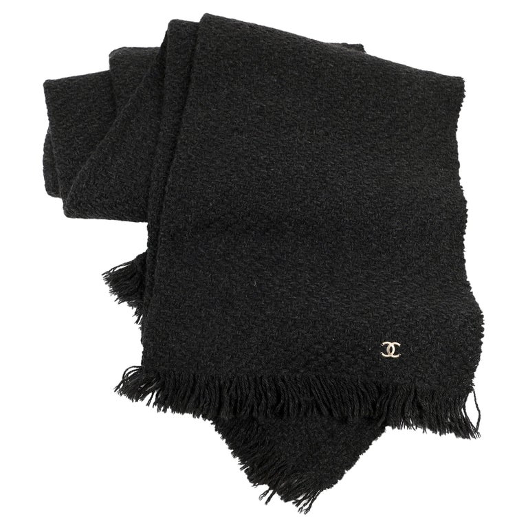 Scarf Sciarpa Nera Con Perle Sciarpa Lunga Risvolto In Rete Tambour Con  Perline Antiche
