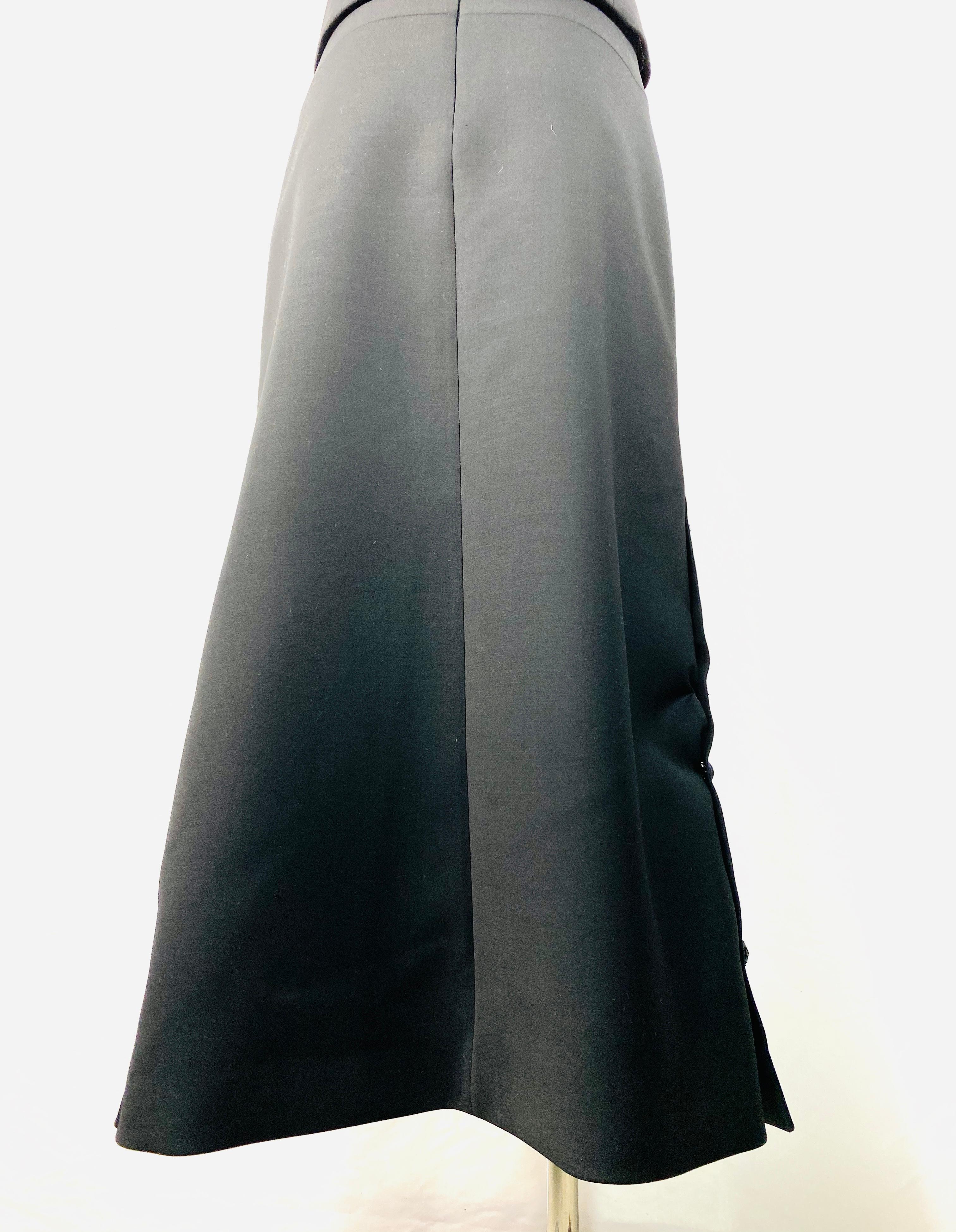 Chanel Black Wool Blend Short Sleeves Blazer Jacket and Maxi Skirt Suit Set  For Sale 4