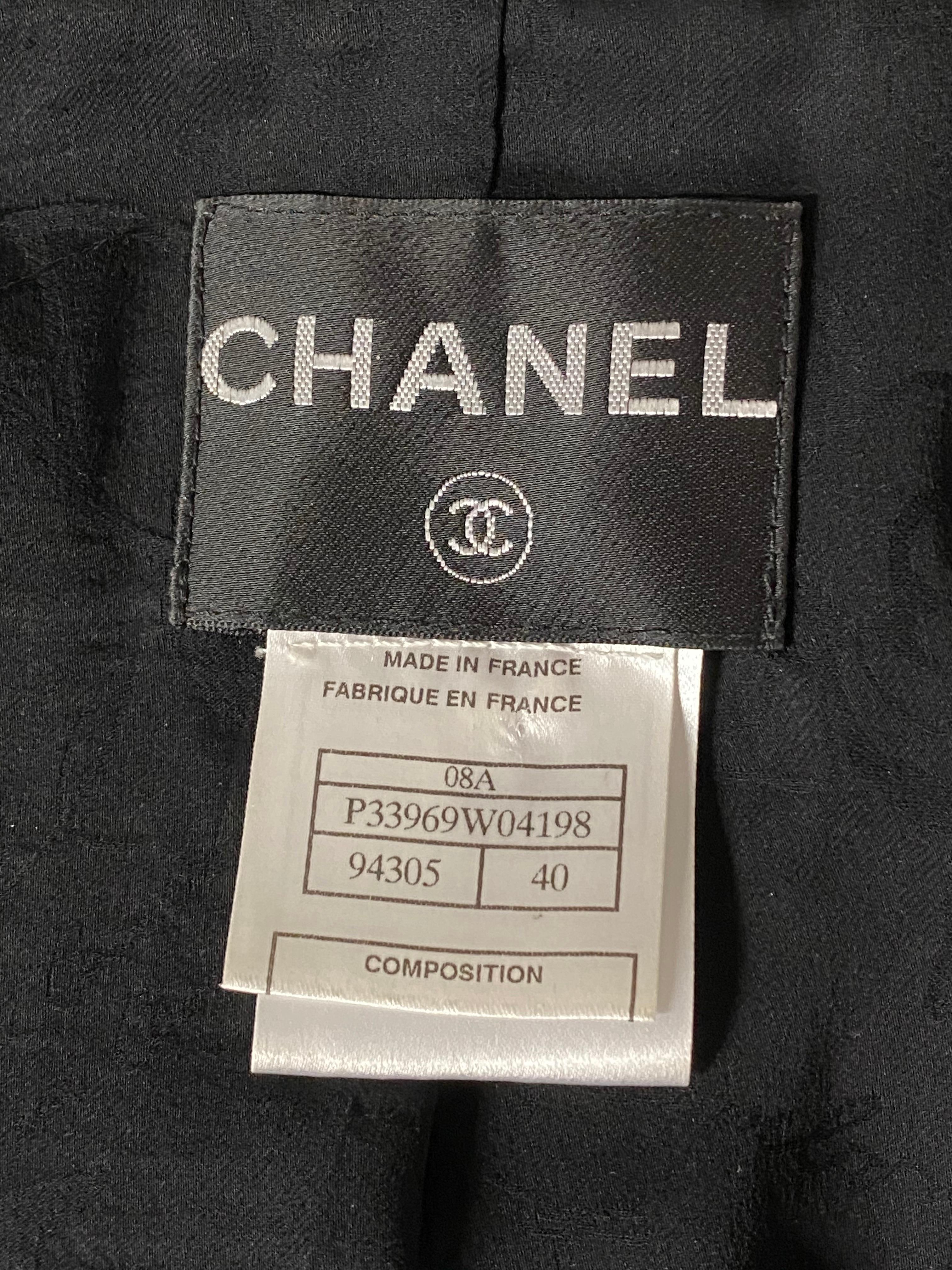 Chanel Black Wool Blend Short Sleeves Blazer Jacket and Maxi Skirt Suit Set  For Sale 10