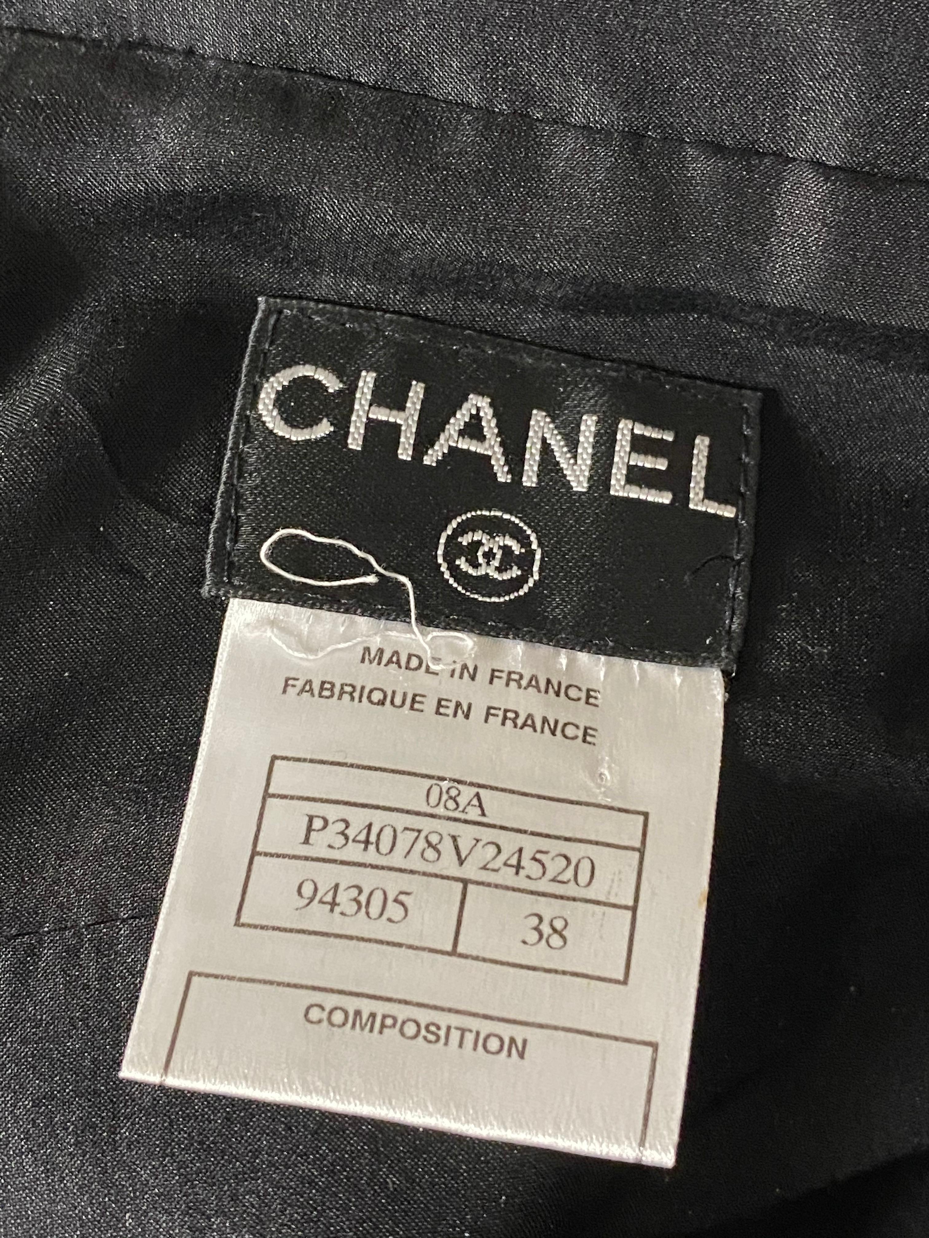Chanel Black Wool Blend Short Sleeves Blazer Jacket and Maxi Skirt Suit Set  For Sale 12
