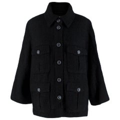 Chanel Black Wool Blend Tweed Swing Jacket - Size US 8