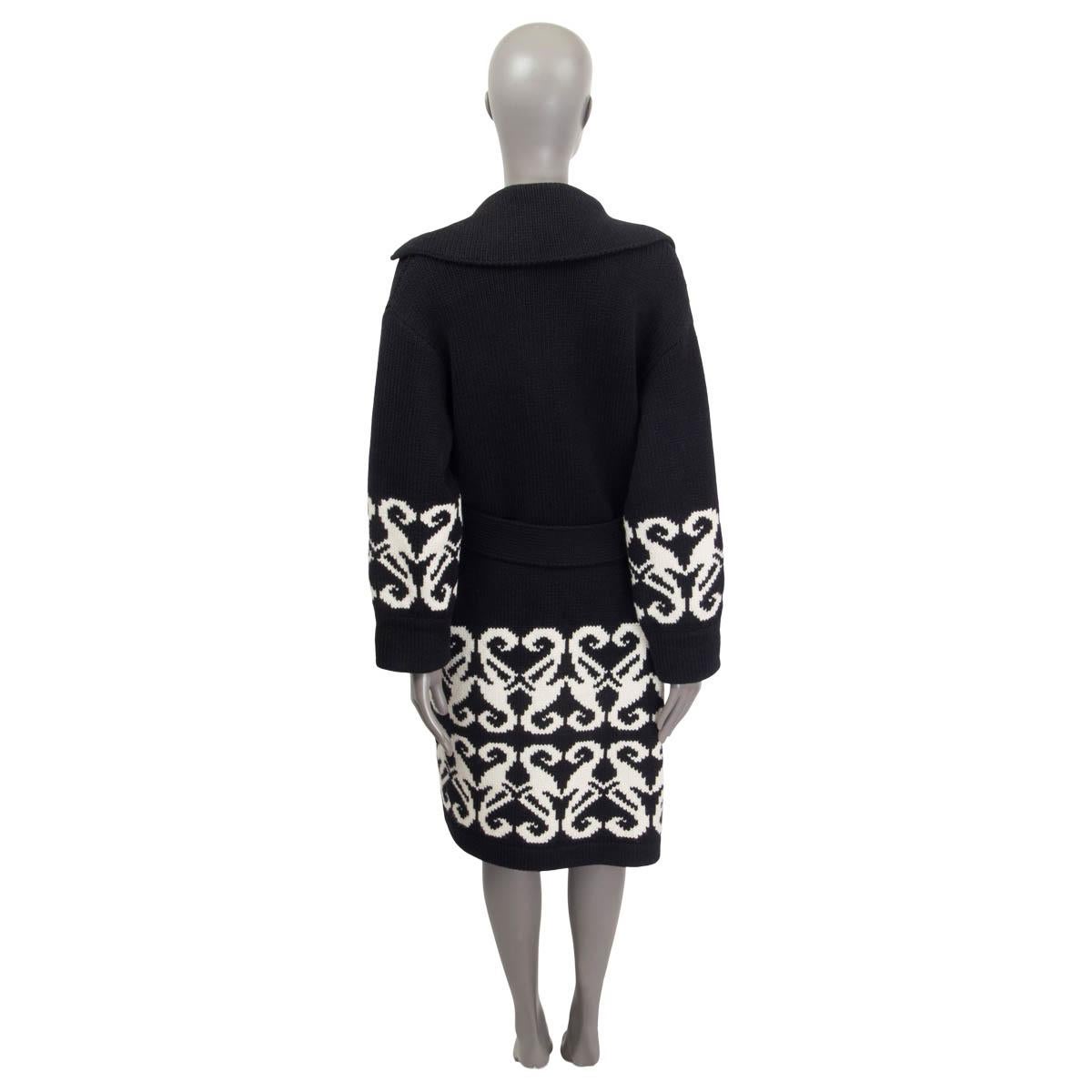 Women's CHANEL black wool & cashmere 2019 BELTED KNIT Coat Jacket 38 S For Sale