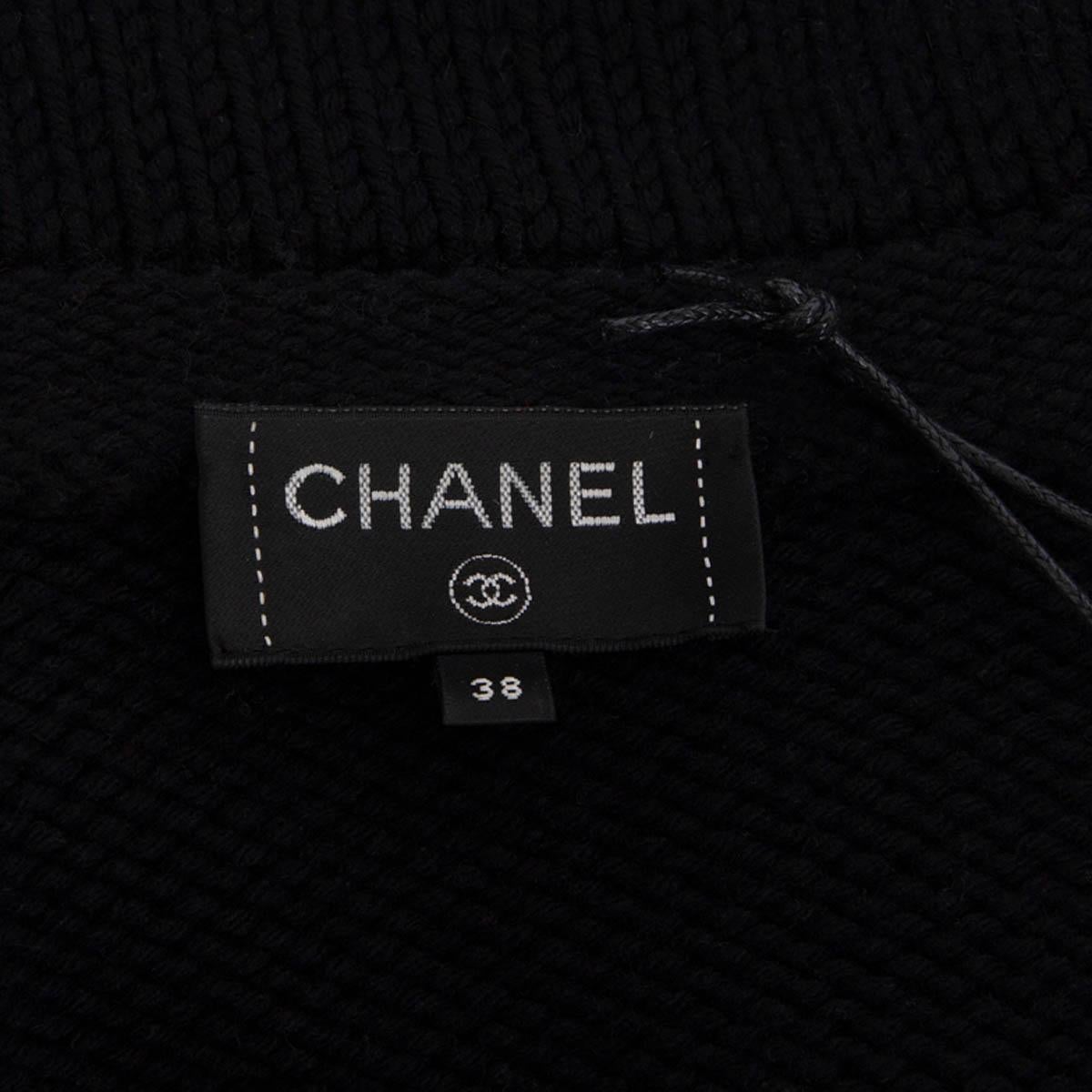 CHANEL black wool & cashmere 2019 BELTED KNIT Coat Jacket 38 S For Sale 3