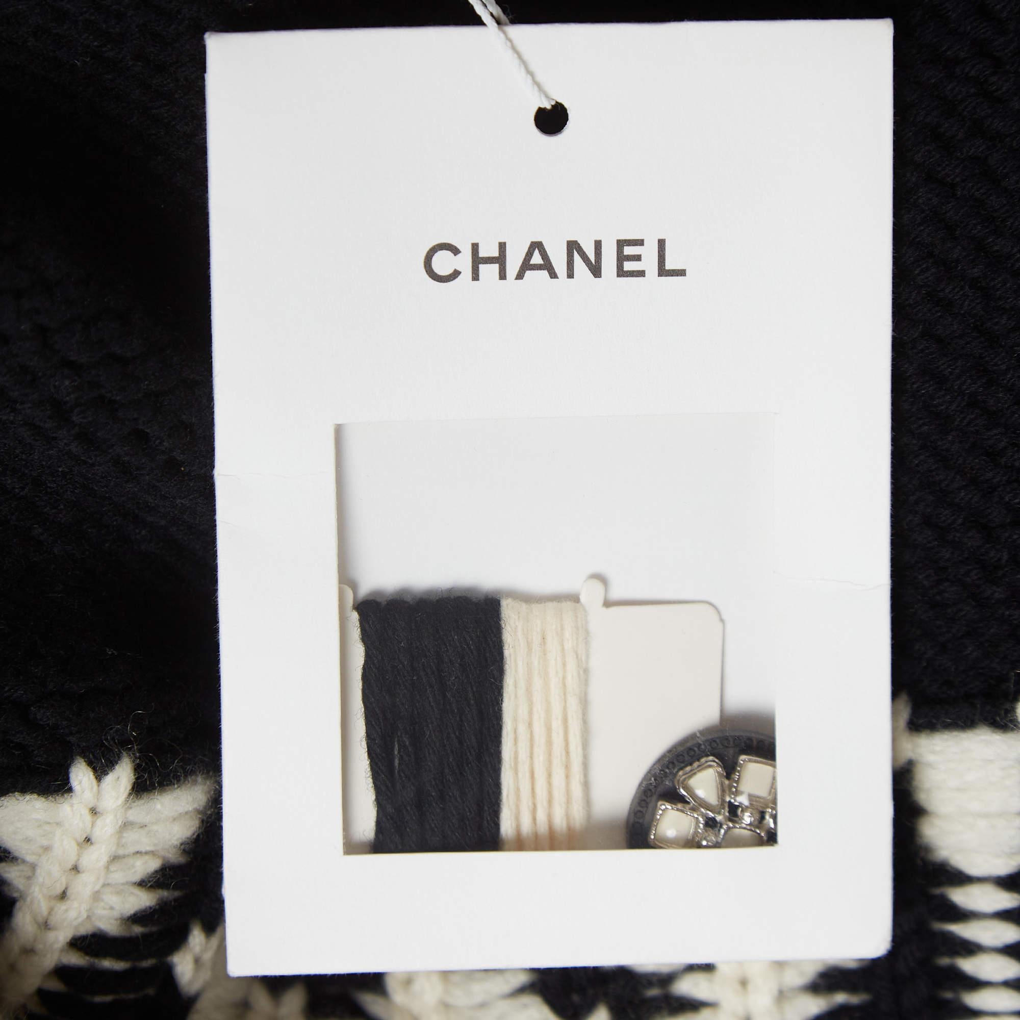 Women's Chanel Black Wool/Cashmere Embellished Belted Cardigan L