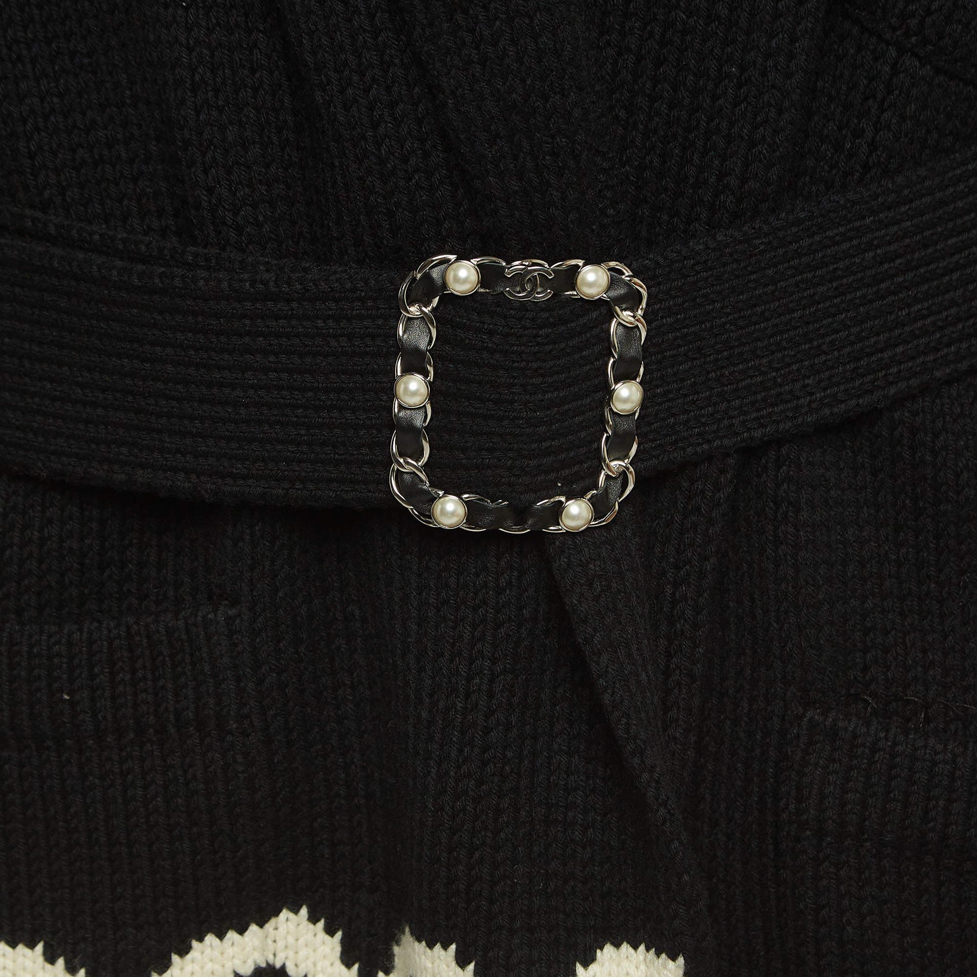 Chanel Black Wool/Cashmere Embellished Belted Cardigan L 2