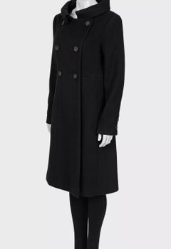 Chanel Black Wool CC Logo Buttons l Coat  Size 42